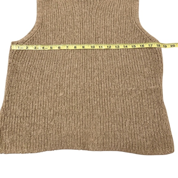 Vintage 90’s Chunky Knit Wool Blend Sweater Vest Women’s Small Tan Boho Indie - Picture 4 of 5